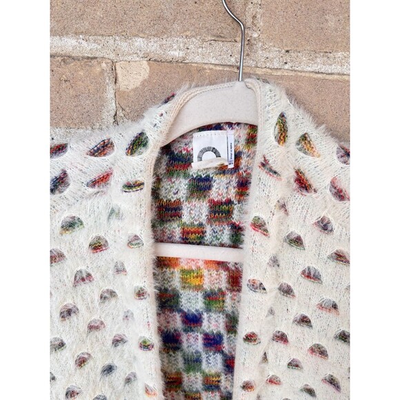 AKEMI + KIN Anthropologie Cream Multi Color Speckled Knit Poncho Wrap One Size - Picture 3 of 8